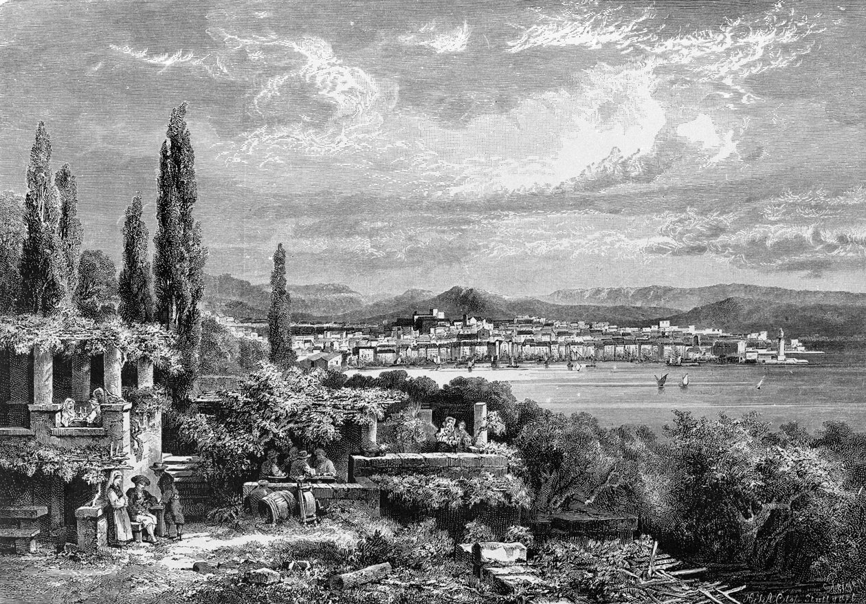 Widok miasta Triest (w okresie austriackim), rycina z 1885 autorstwa Unknown artist