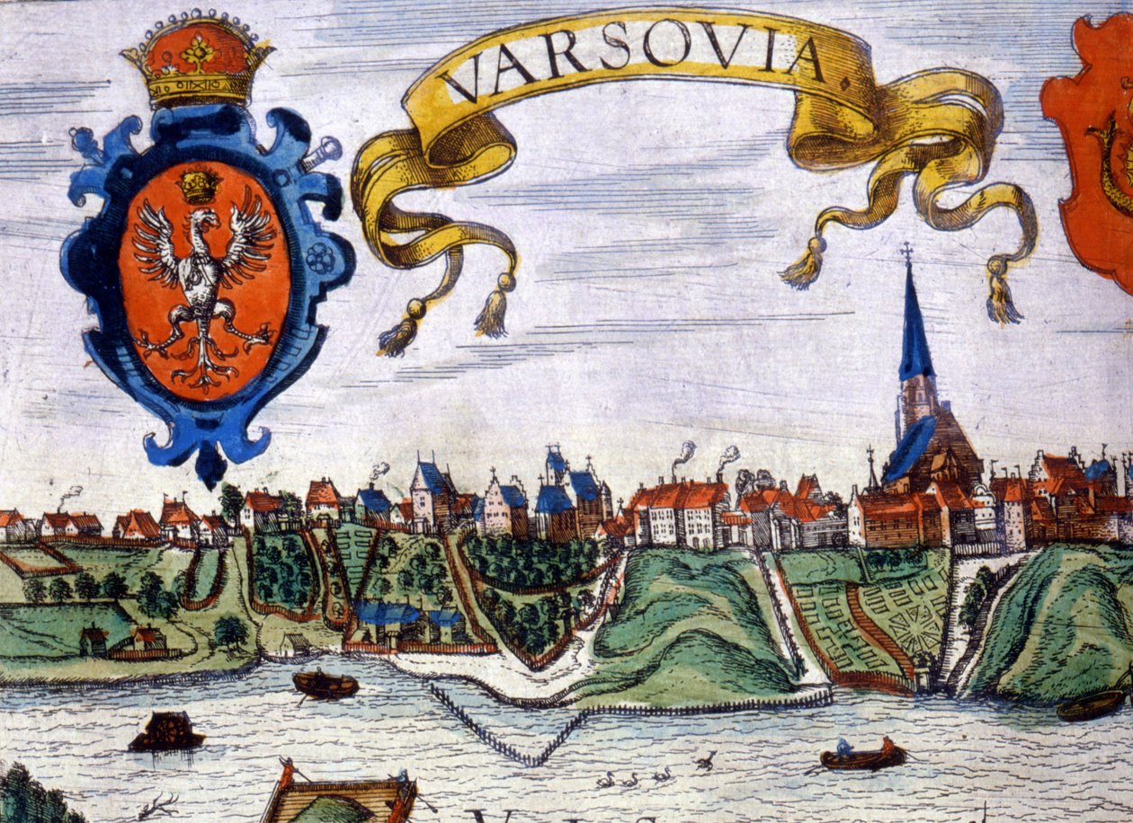Widok miasta Warszawy z herbem miasta. 1780. autorstwa Unknown artist
