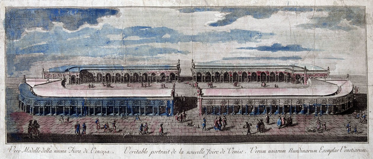 Widok na targi w Wenecji, Włochy. Rycina z XVIII wieku. autorstwa Unknown artist