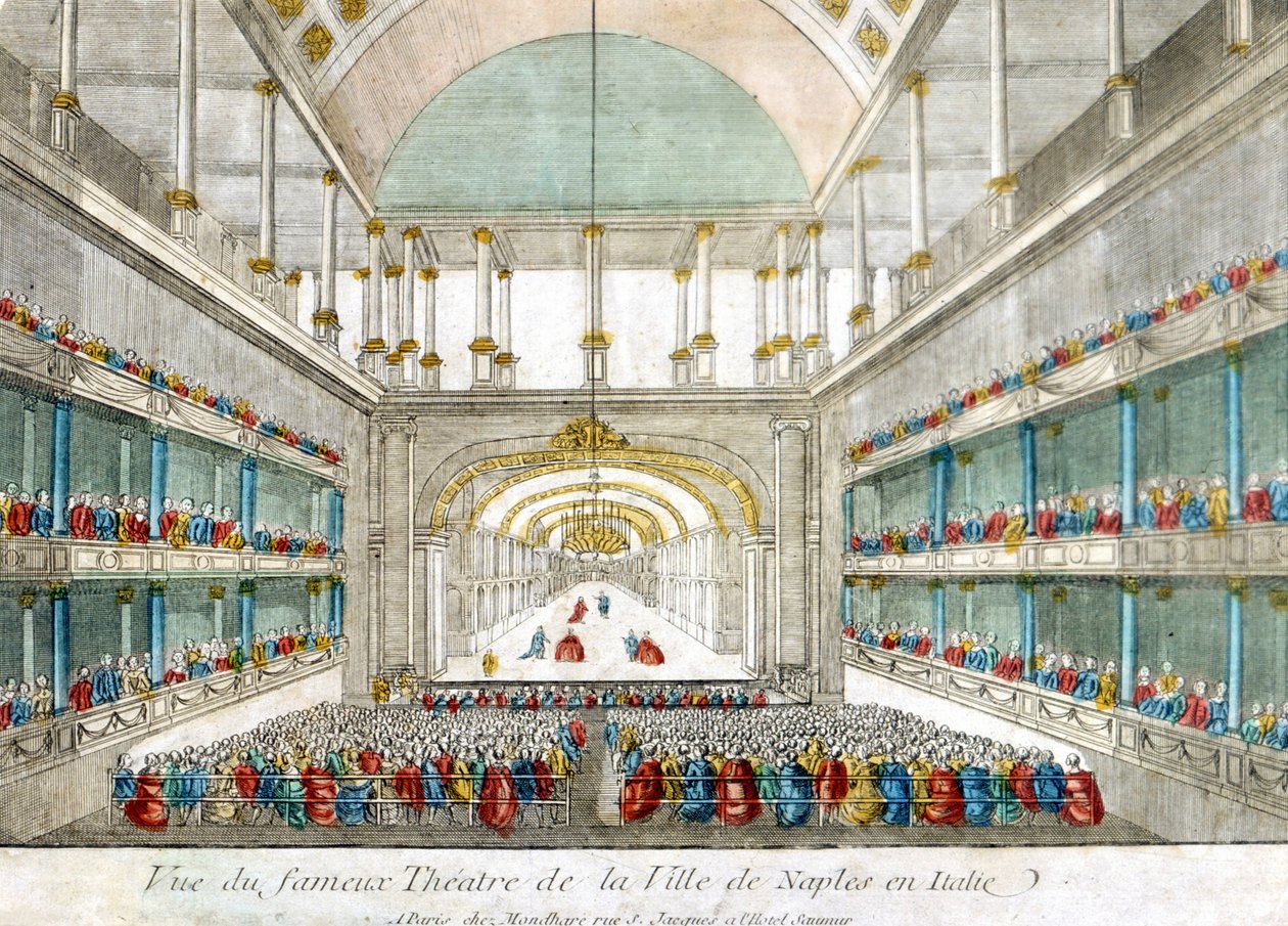 Widok na słynny teatr w Neapolu we Włoszech. autorstwa Unknown artist