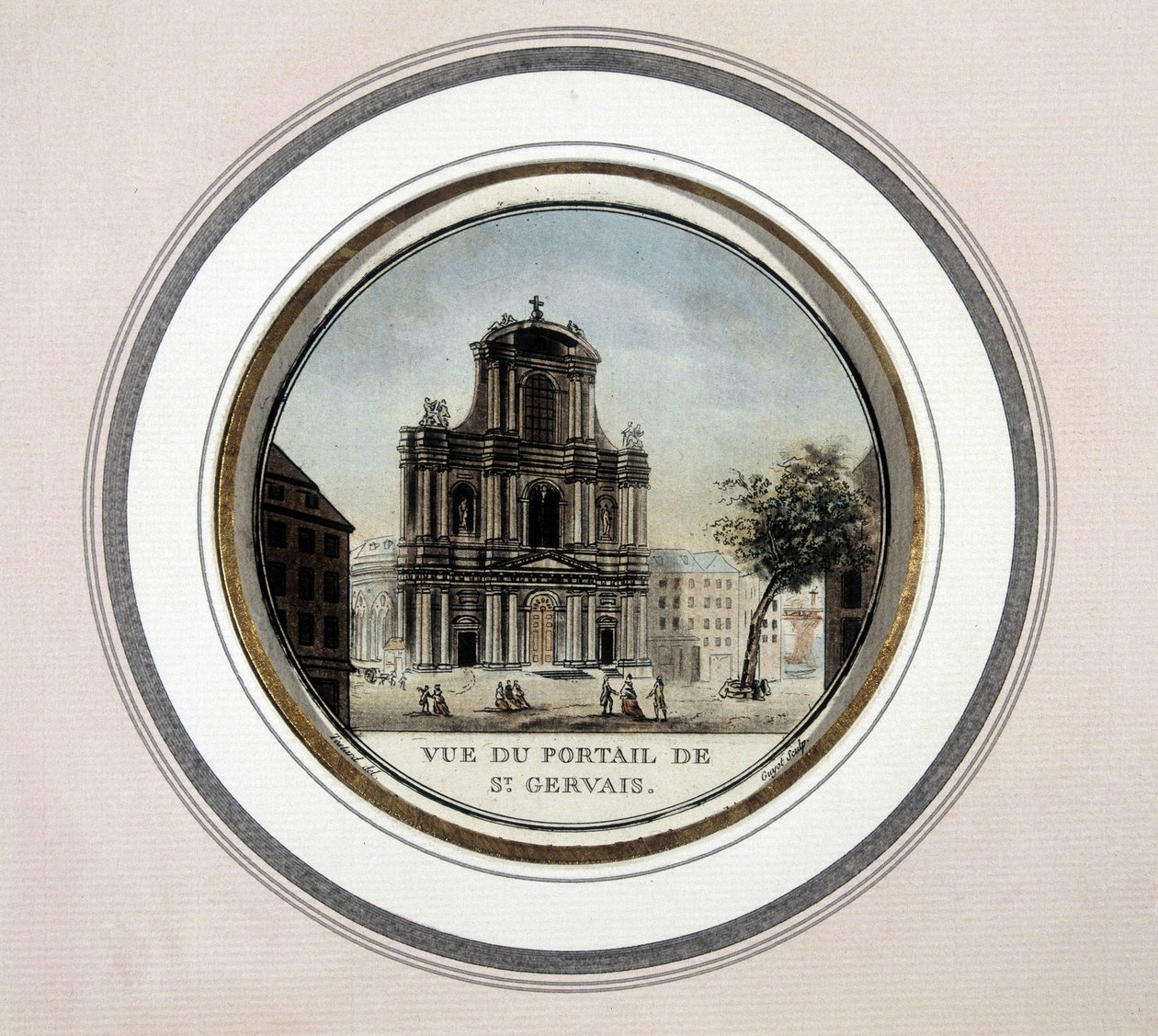 Widok na bramę św Gervais (św. Gervais) - grawer autorstwa Unknown artist