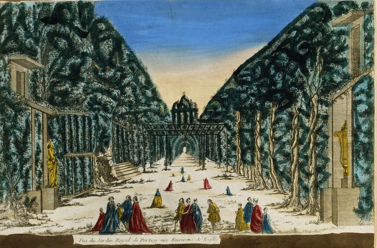 Widok na królewski ogród Portici koło Neapolu w 1760 roku. autorstwa Unknown artist