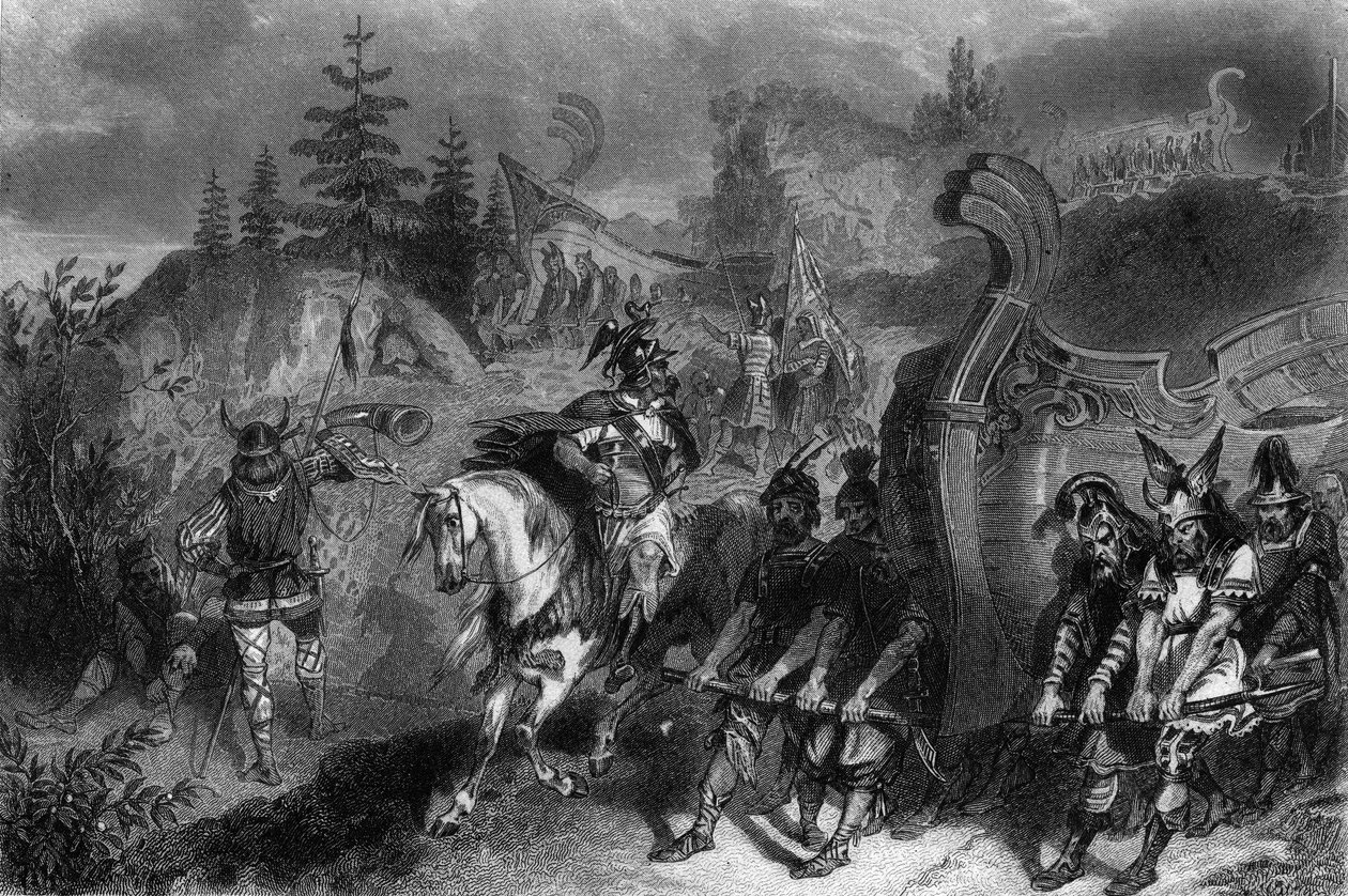 Flota Wikingów przetransportowana na Ziemię. w „„Ogólnej historii marynarki”” Van Tenac autorstwa Unknown artist