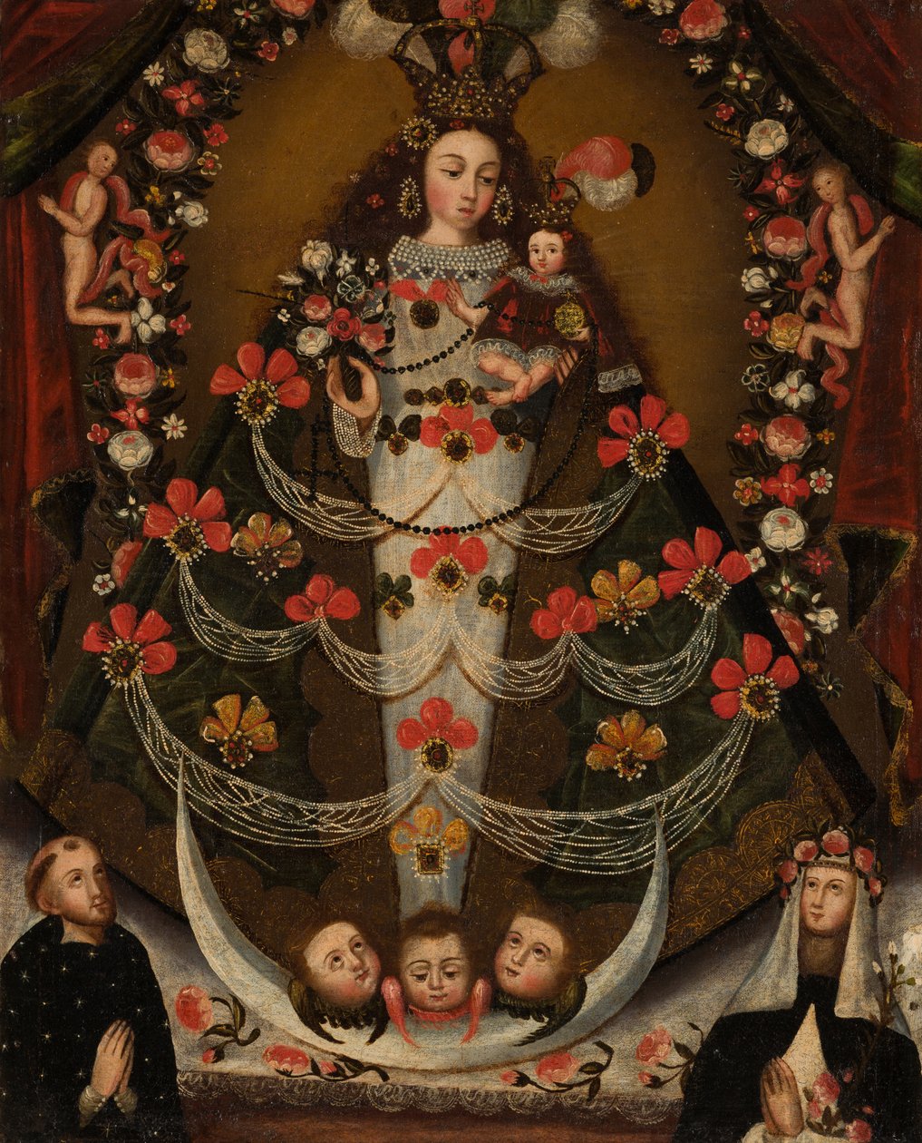 Dziewica z Pomaty ze świętym Mikołajem Tolentino i świętą Różą z Limy autorstwa Unknown artist