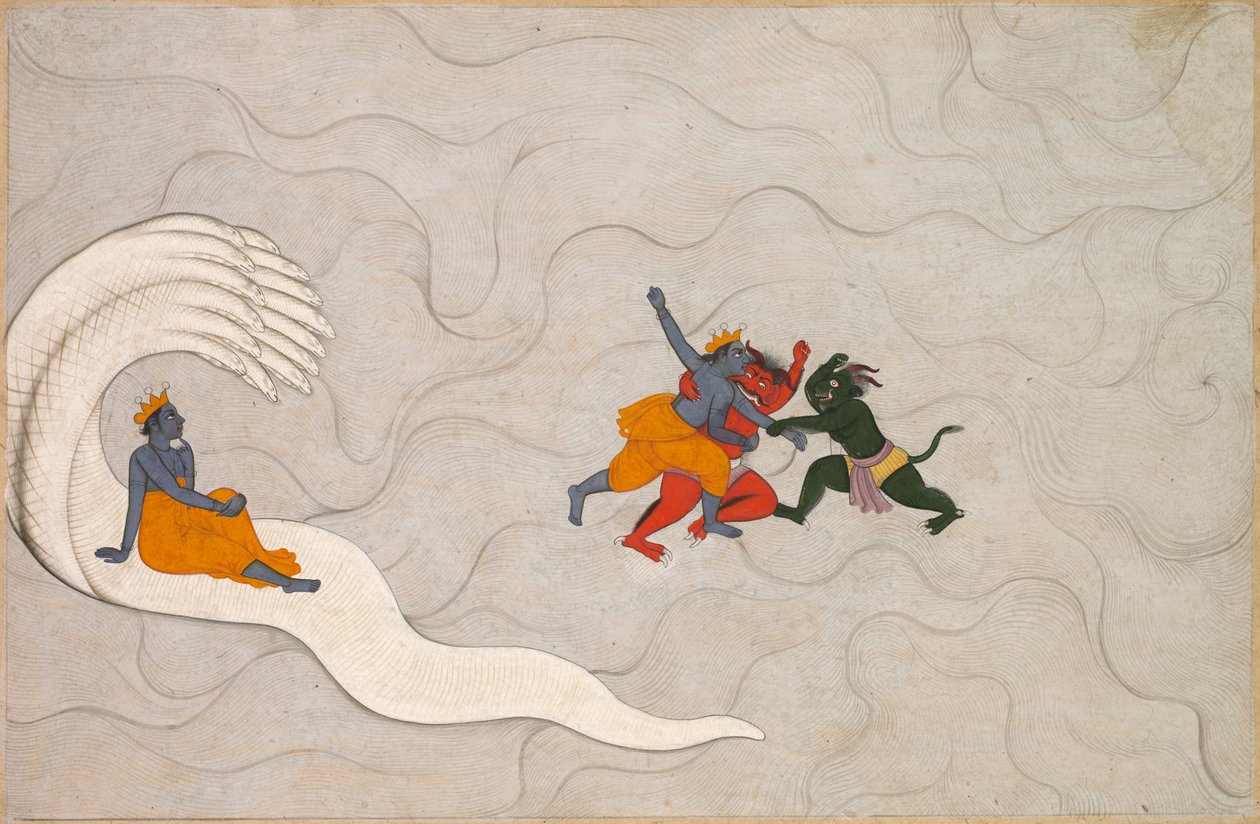 Wisznu Bitwy Madhu i Kaitabha z Markandeja Purana autorstwa Unknown artist
