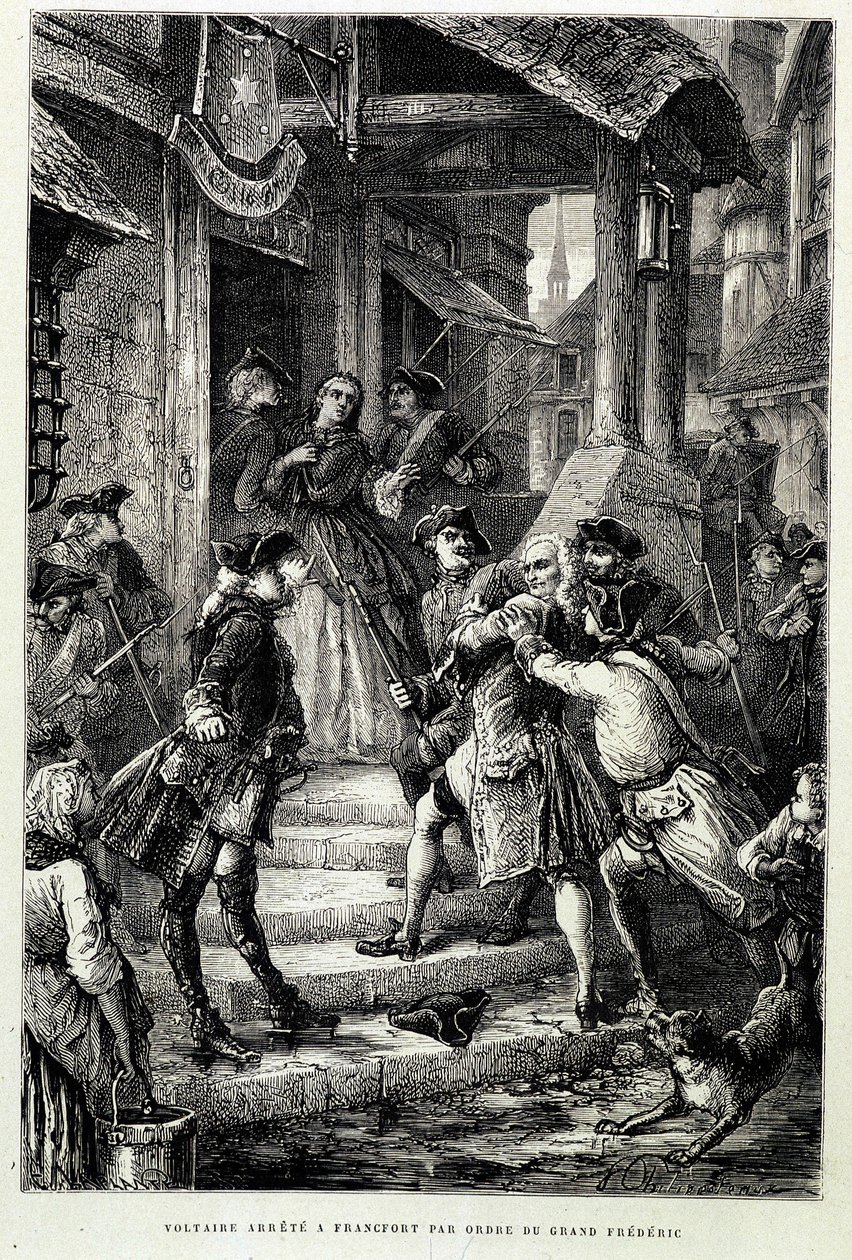 Voltaire aresztowany we Frankfurcie z rozkazu wielkiego Fryderyka II - w „Histoire de France od najdalszych czasów do 1789” autorstwa M. Guizota autorstwa Unknown artist
