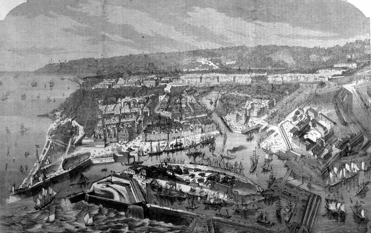 Vue du port du Havre.1868 Rycina z XIX wieku. autorstwa Unknown artist