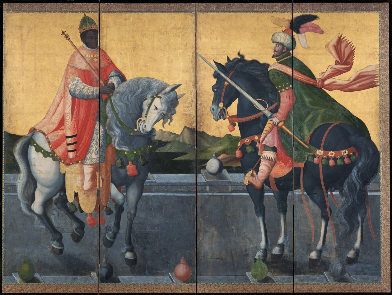 Western Kings na koniach - Anonimowy - Pierwsza tercja XVII w. - Akwarela i tusz na papierze - 184x245 - Suntory Museum of Art autorstwa Unknown artist