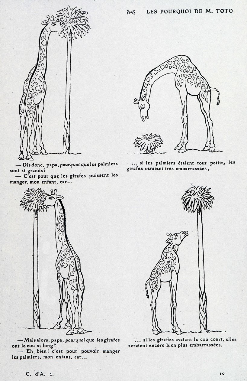 Dlaczego od pana Toto: Dlaczego palma jest taka duża i dlaczego żyrafa ma tak długą szyję. (komedia nawiązująca do teorii Darwina) autorstwa Unknown artist