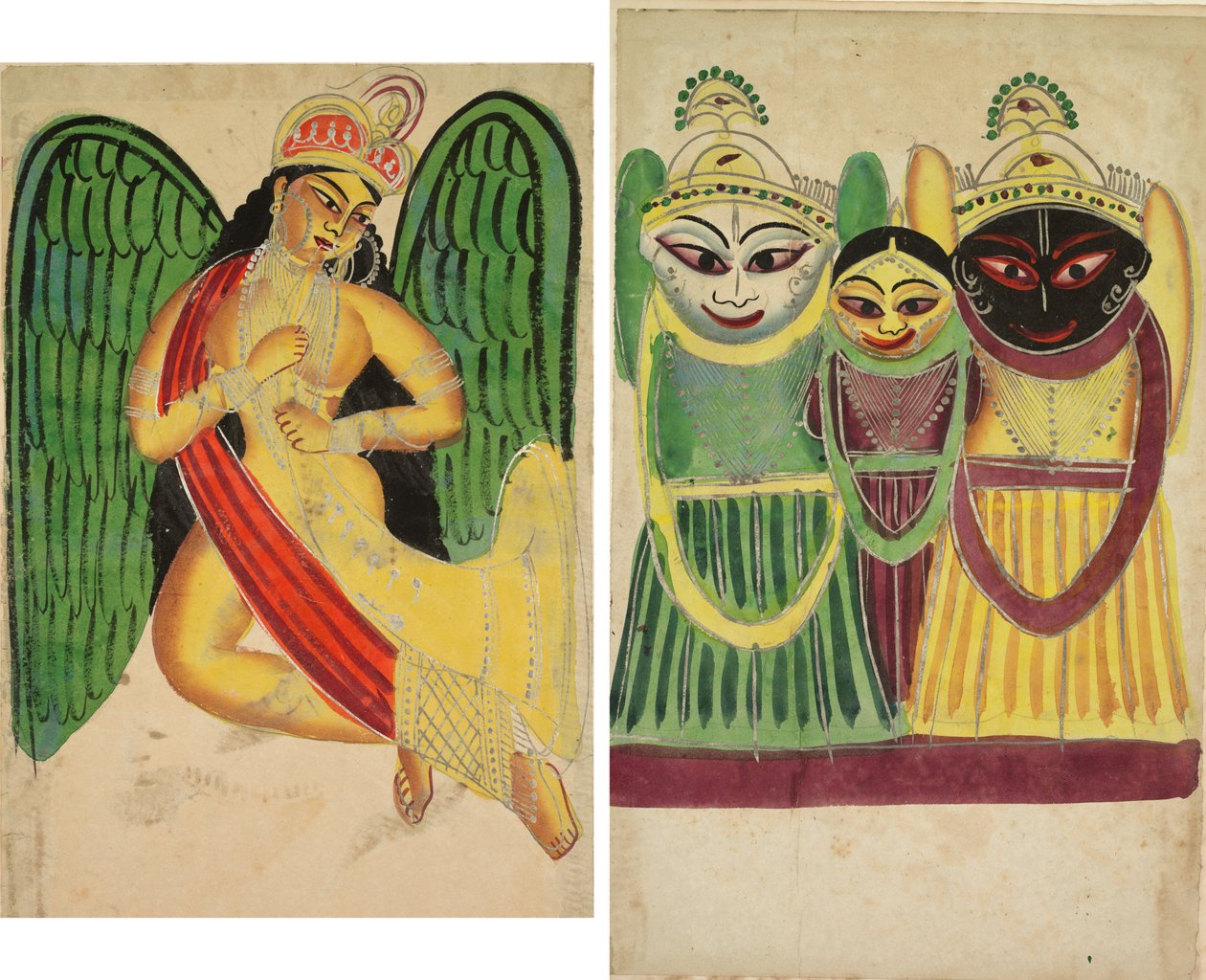 Skrzydlata Apsara z Rogiem (recto); Trio Jagannatha (odwrócone) autorstwa Unknown artist
