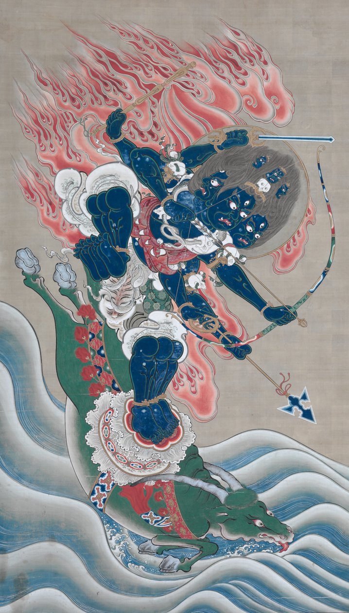 Król Mądrości o wielkiej, wzbudzającej podziw mocy (Daiitoku Myōō) autorstwa Unknown artist