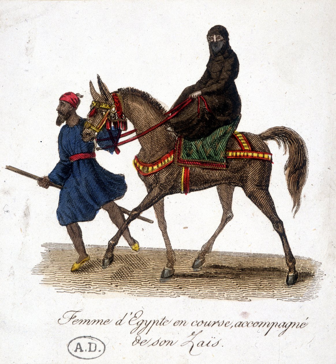 Biegnąca kobieta z Egiptu, w towarzystwie jej zaïs - grawer, deb. 19 wiek autorstwa Unknown artist