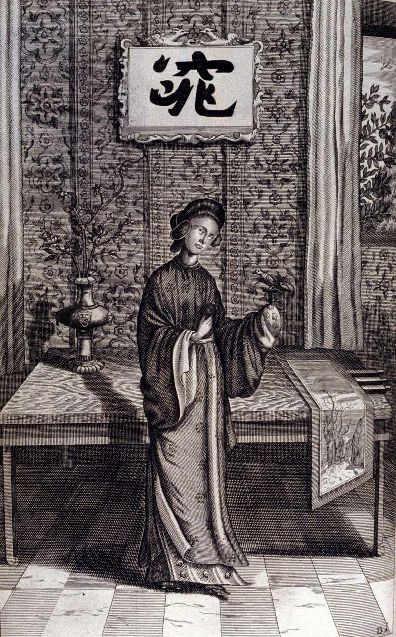 Kobieta chińskiej szlachty. „De China Monumenta” Athanasius Kircher (1601 - 1680), jezuita, orientalista i niemiecki uczony, Amsterdam 1667. autorstwa Unknown artist