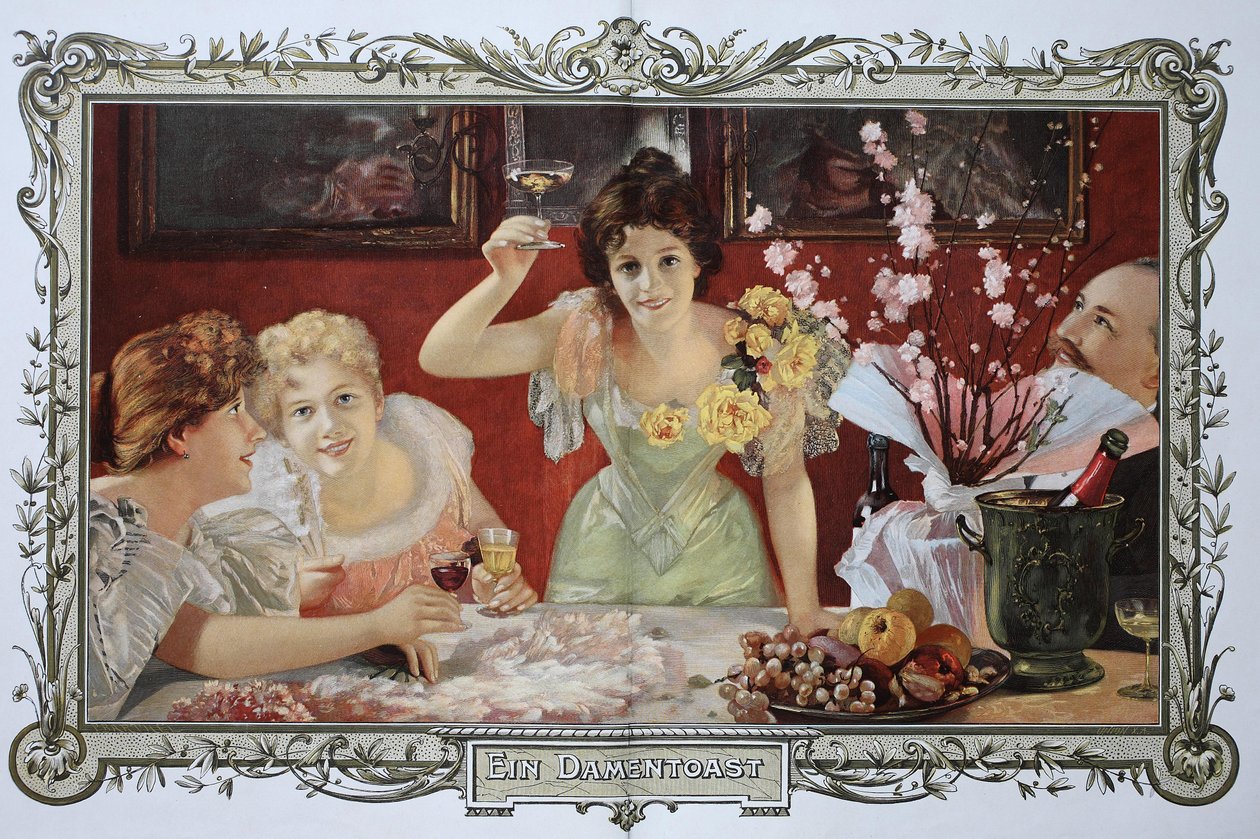 Kobiety pijące koktajle razem na imprezie autorstwa Unknown artist