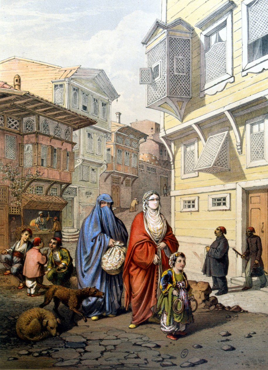Kobiety zakryte na ulicy Konstantynopola - grawer autorstwa Unknown artist