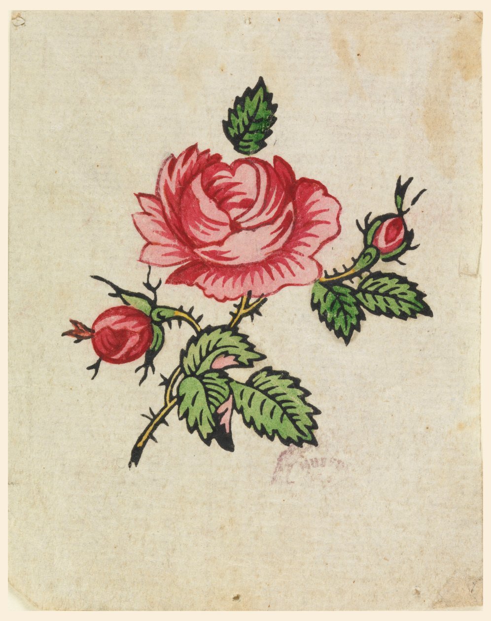 Woodblock Próbny dowód dla drukowanej tkaniny autorstwa Unknown artist