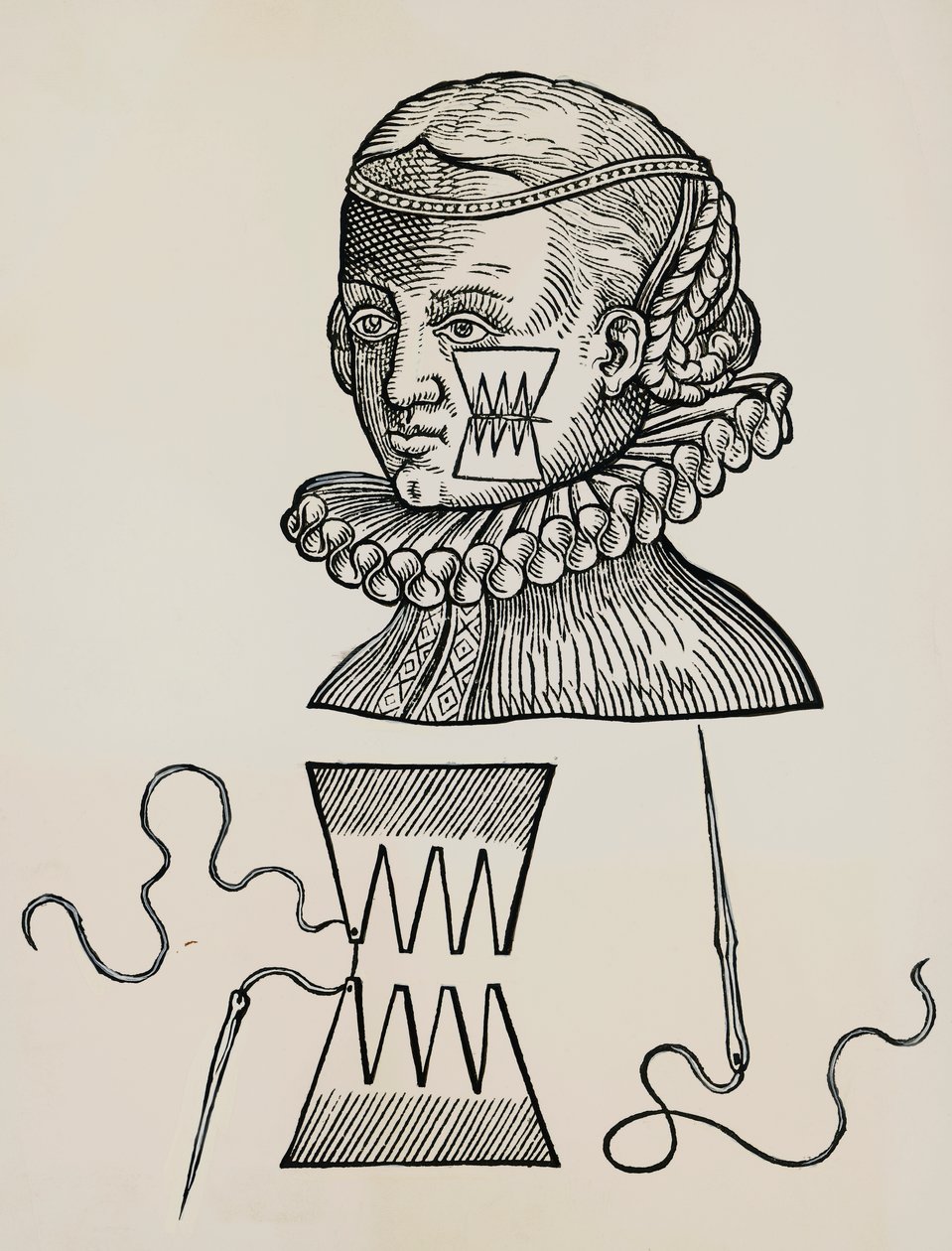 Rana na policzek pokryta plastrami, aby zapobiec śladom szwów na skórze autorstwa Unknown artist