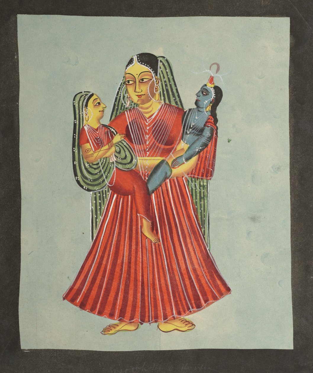 Yaśoda trzymająca Kryszna i Radha autorstwa Unknown artist