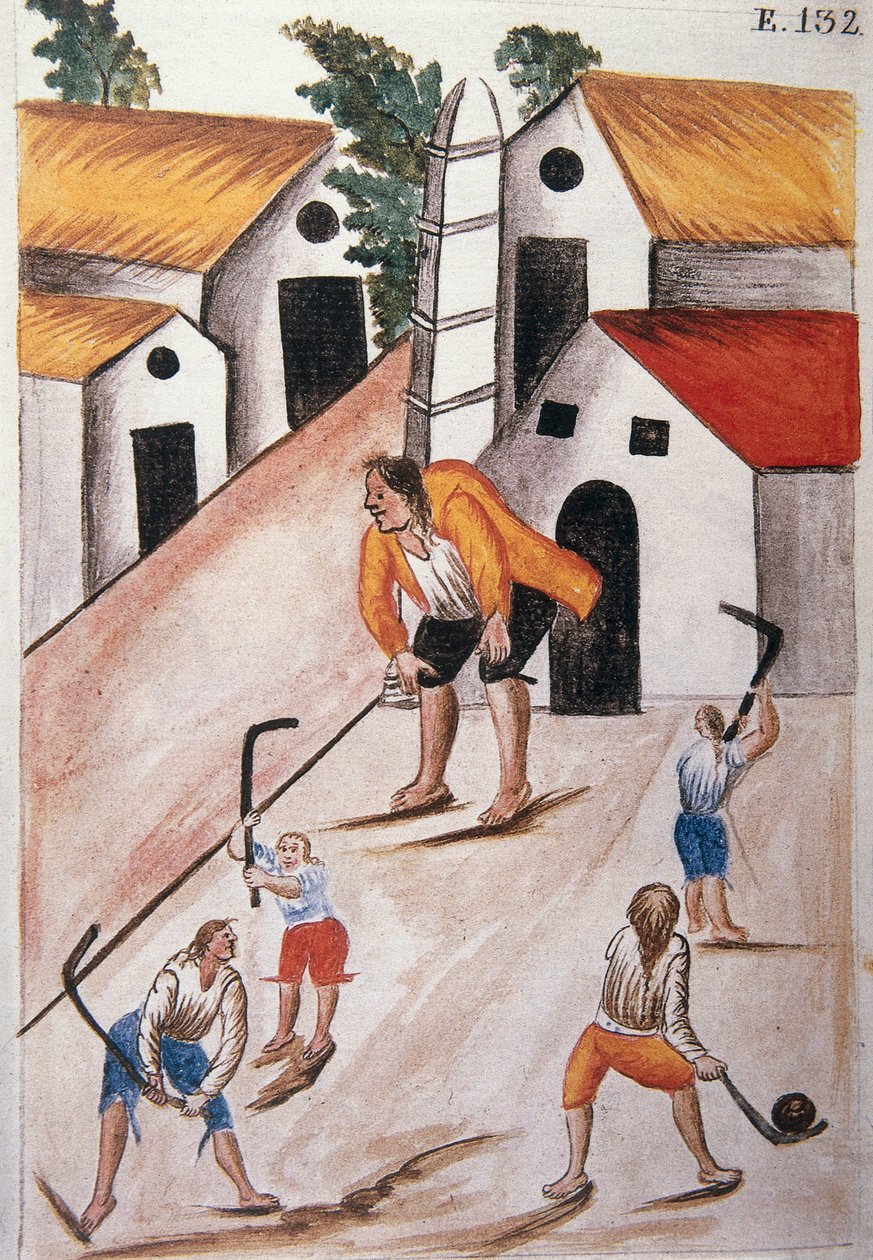 Młodzi Indianie grający w piłkę, z książki „Trujillo del Peru” lub „Códice Martínez Compañón”, Baltazara Martineza Compañón y Bujanda, biskupa Trujillo (1782-1785) autorstwa Unknown artist