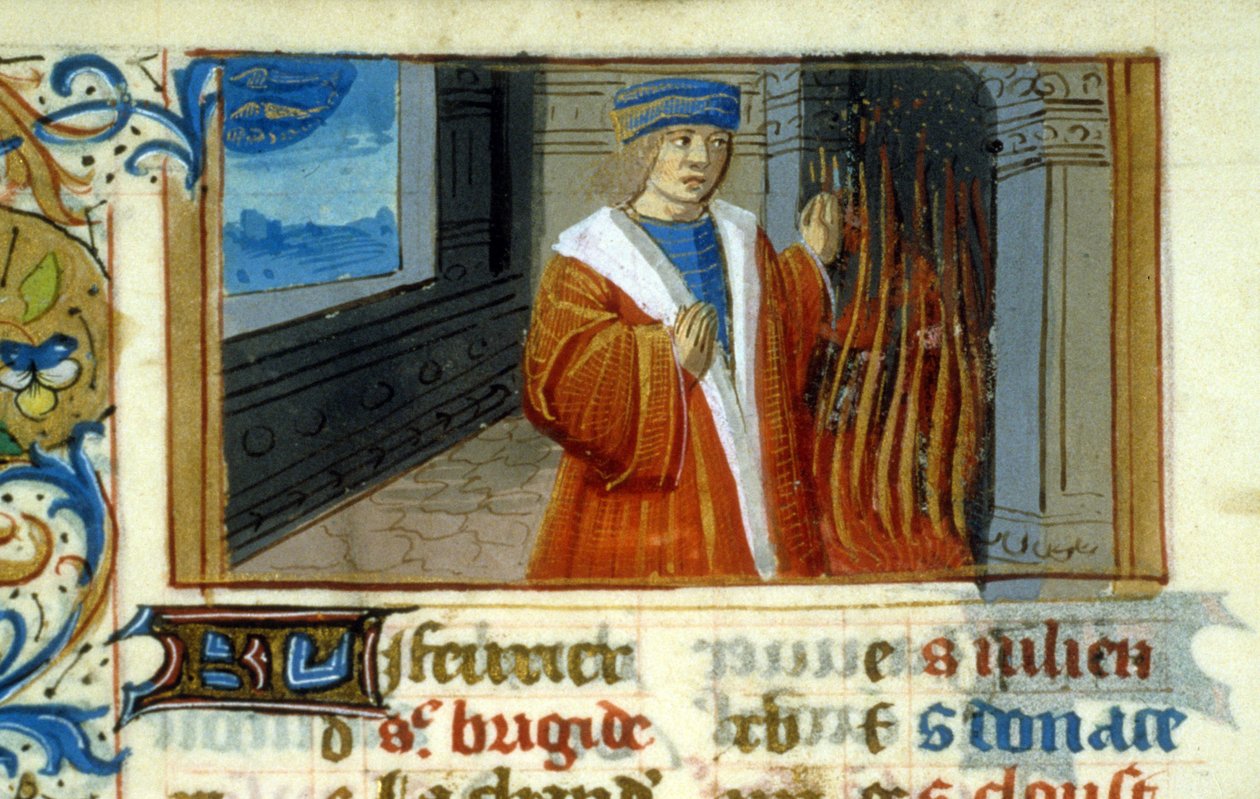 Zodiak Ryba, kominek - miniatura, średniowiecze (ref. 137, 046v): Prośba o pozwolenie do Biblioteki Miejskiej Tuluzy (tel: 05 62 27 66 66) autorstwa Unknown artist
