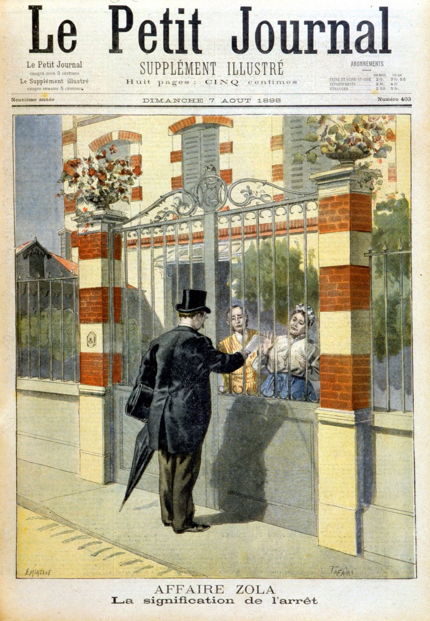 Sprawa Zola - doręczenie wyroku. Okładka Le petit Journal, 8.08.1898. autorstwa Unknown artist