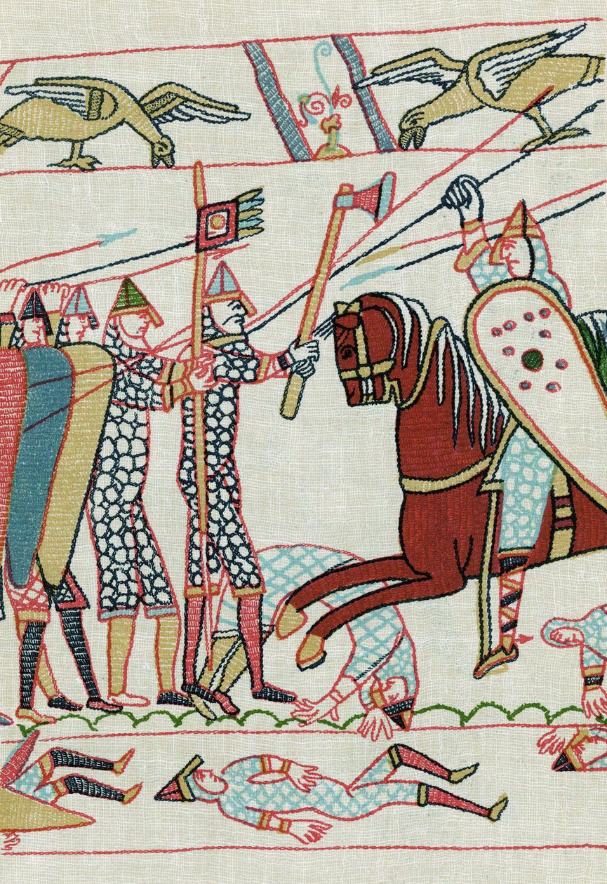 wg detalu z gobelinu z Bayeux datowanego na XI wiek (litografia) autorstwa Unknown artist
