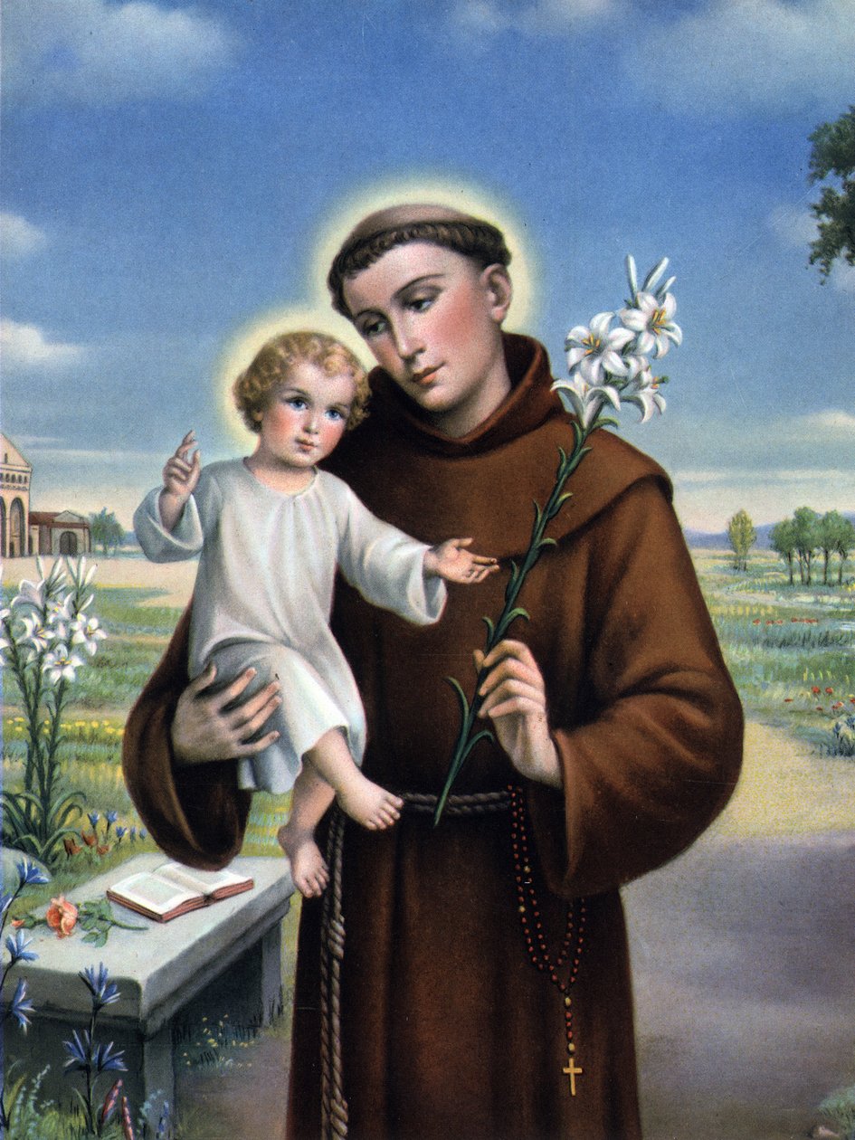 pobożny wizerunek: przedstawienie św. Antoniego Padewskiego (Antonio di padova) zwanego Taumaturgą (1195-1231). autorstwa Unknown artist