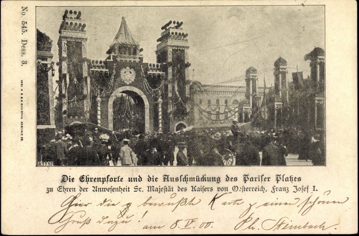 Berlin, Franciszek Józef I na Pariser Platz, brama honorowa autorstwa Unknown photographer