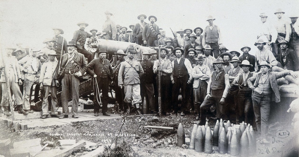 Burowie skupili się wokół armaty podczas wojny transwalskiej autorstwa Unknown photographer