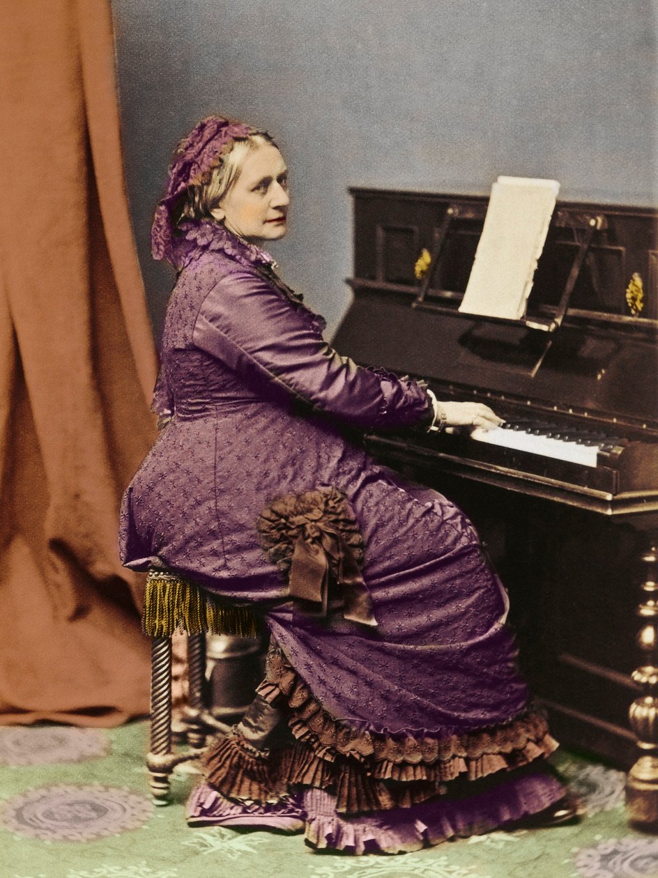 Clara Schumann (1819-1896), niemiecka pianistka i kompozytorka, przy fortepianie - Portret Clary Schumann (1819-1896), niemieckiej pianistki i kompozytorki, żony Roberta Schumanna. autorstwa Unknown photographer