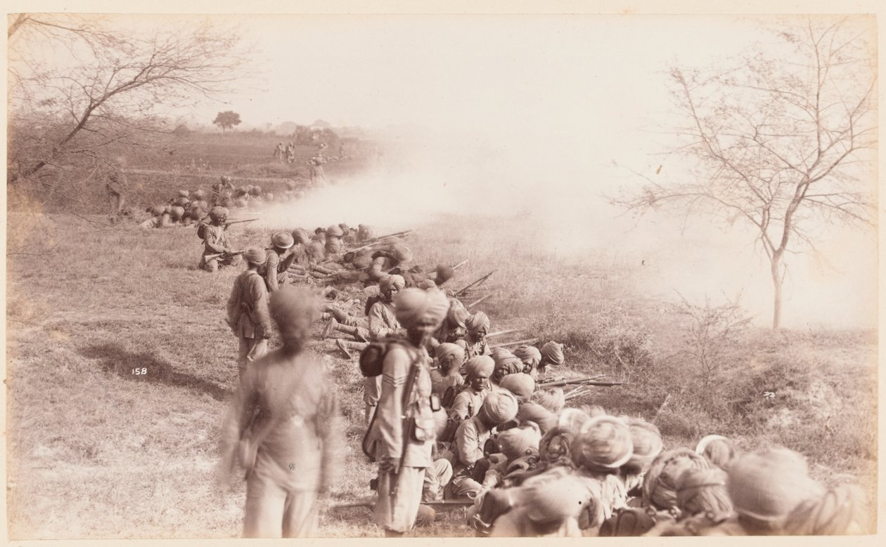 Linia ognia 14 Pułku Piechoty Bengalskiej (Ferozepore Sikhowie), Obóz Ćwiczeń w Delhi autorstwa Unknown photographer
