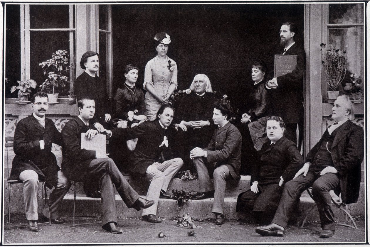 Franciszek Liszt (1811-1886), w Weimarze, w kręgu swoich ulubionych uczniów. autorstwa Unknown photographer