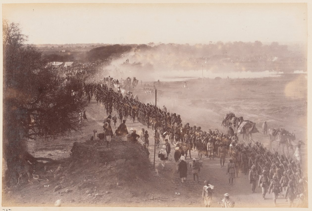 Piechota armii indyjskiej w marszu, Obóz Ćwiczeń w Delhi autorstwa Unknown photographer