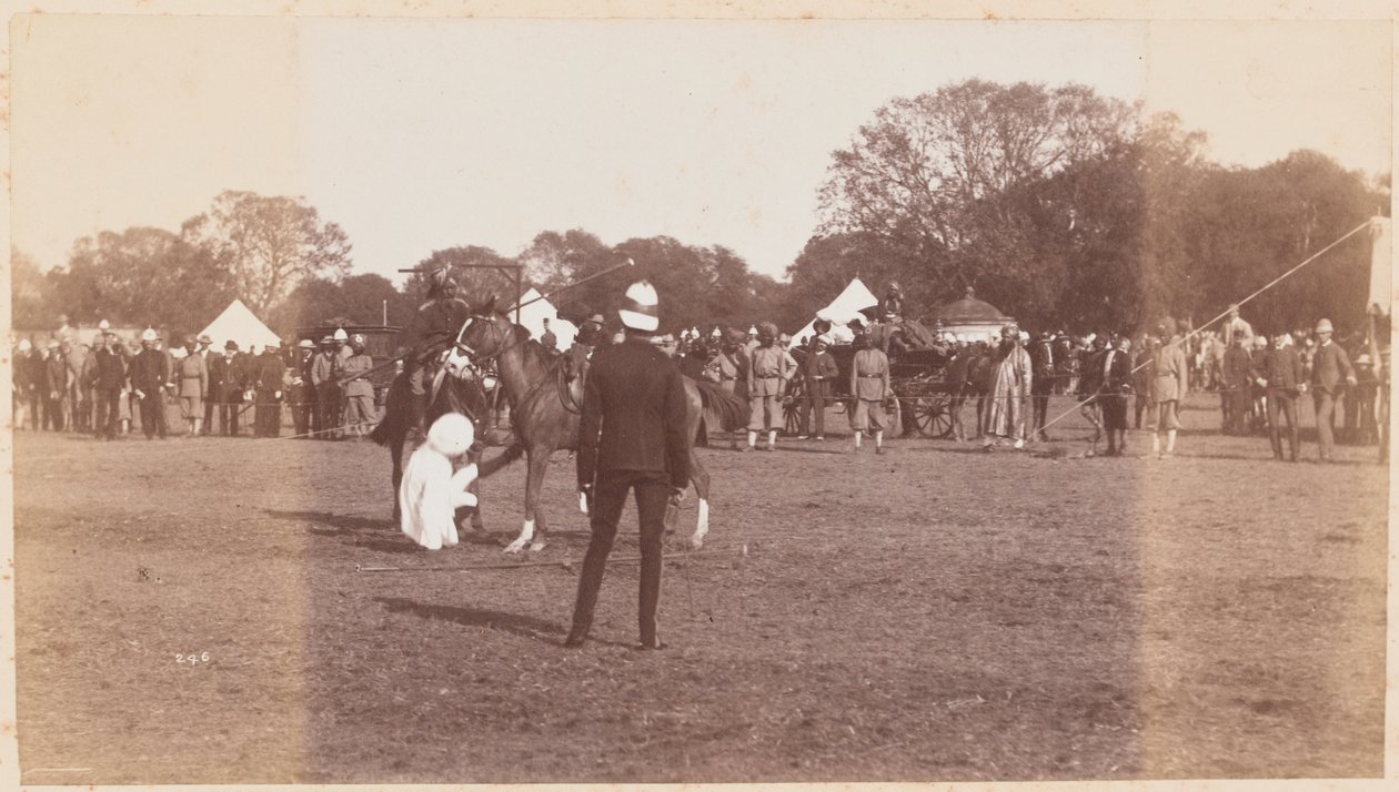 Indianin sowar spadający z konia autorstwa Unknown photographer