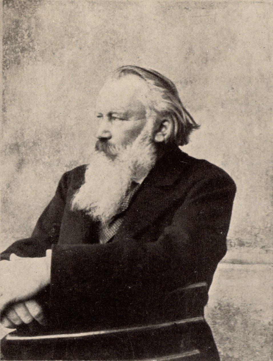 Johannes Brahms (1833-1897), niemiecki kompozytor. Podpisana fotografia wykonana w Wiedniu 6 października 1895 r. (półtony) (druk) autorstwa Unknown photographer
