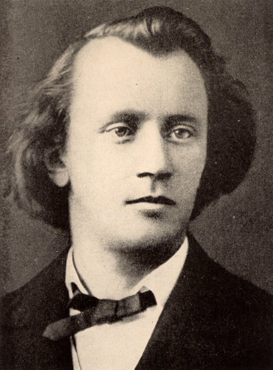 Johannes Brahms (1833-1897), niemiecki kompozytor, półton w 1866 r. (druk) autorstwa Unknown photographer