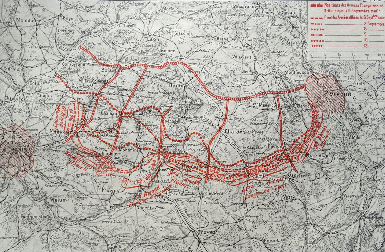 Mapa przedstawiająca niemiecki atak na Francję autorstwa Unknown photographer