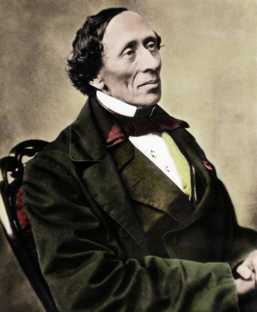 Portret duńskiego pisarza i poety Hansa Christiana Andersena (1805-1875). Fotografia z lat 60. XIX wieku. autorstwa Unknown photographer