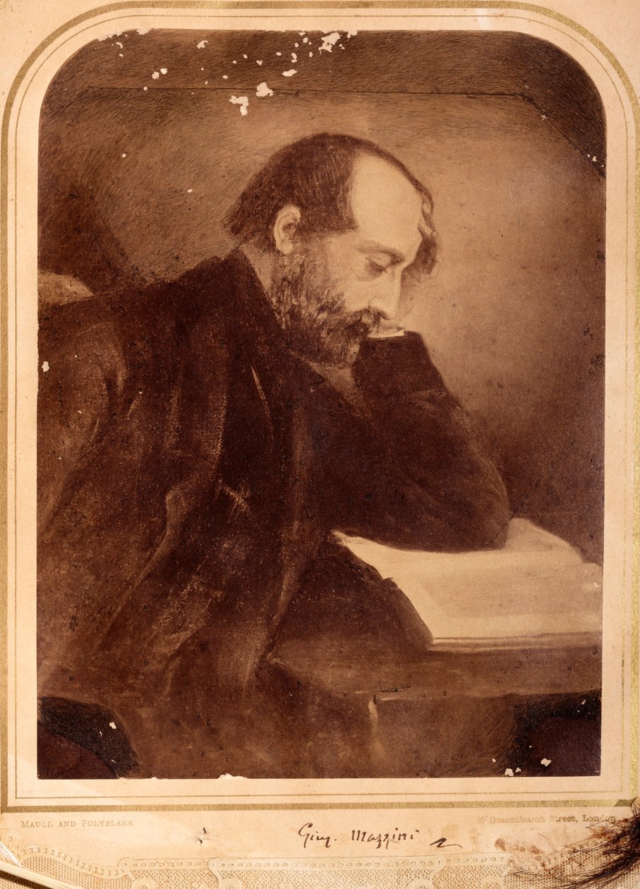 Portret Giuseppe Mazziniego, z autografem (zdjęcie czarno-białe) autorstwa Unknown photographer