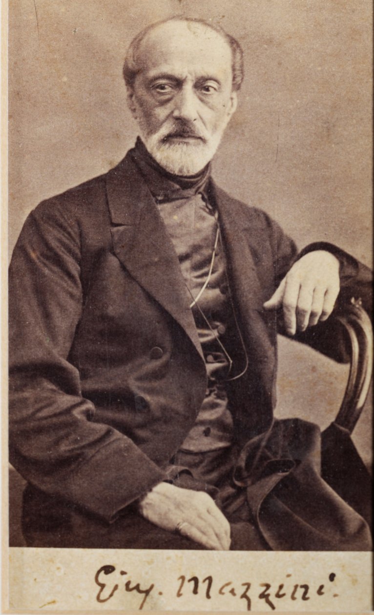 Portret Giuseppe Mazziniego, z autografem (zdjęcie czarno-białe) autorstwa Unknown photographer