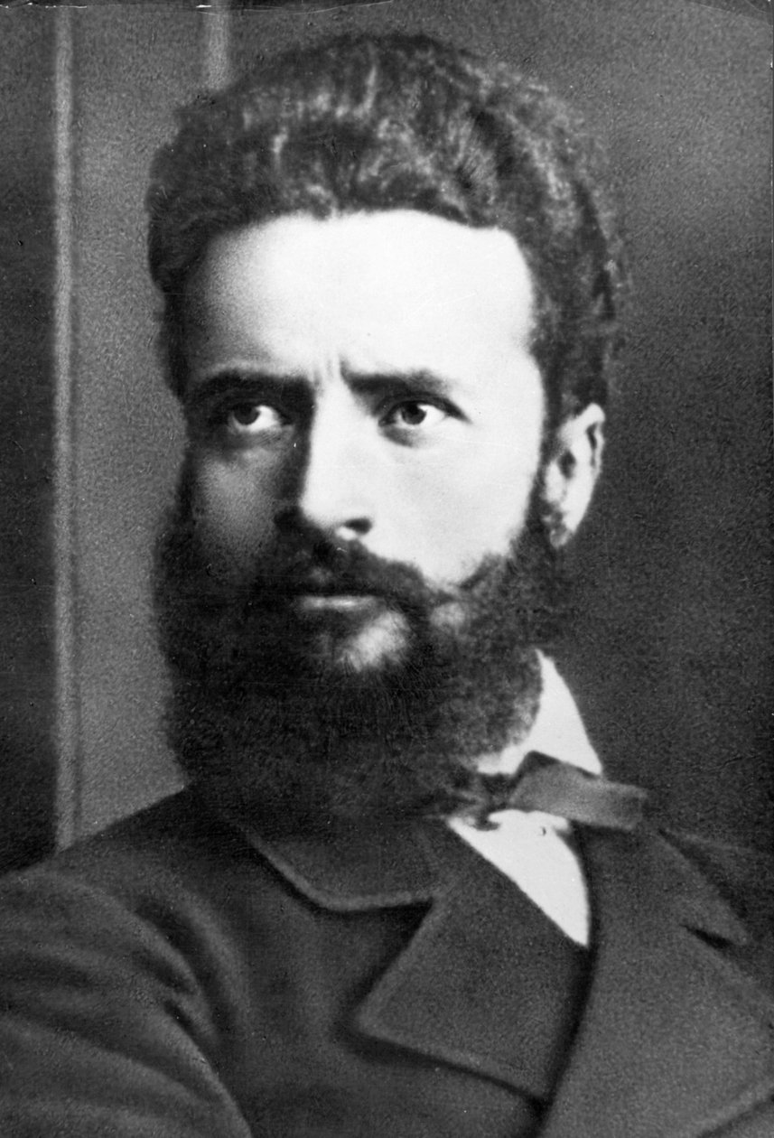Portret Christo Botewa, bułgarskiego poety i dziennikarza, znanego również jako bohater rewolucyjny i narodowy autorstwa Unknown photographer