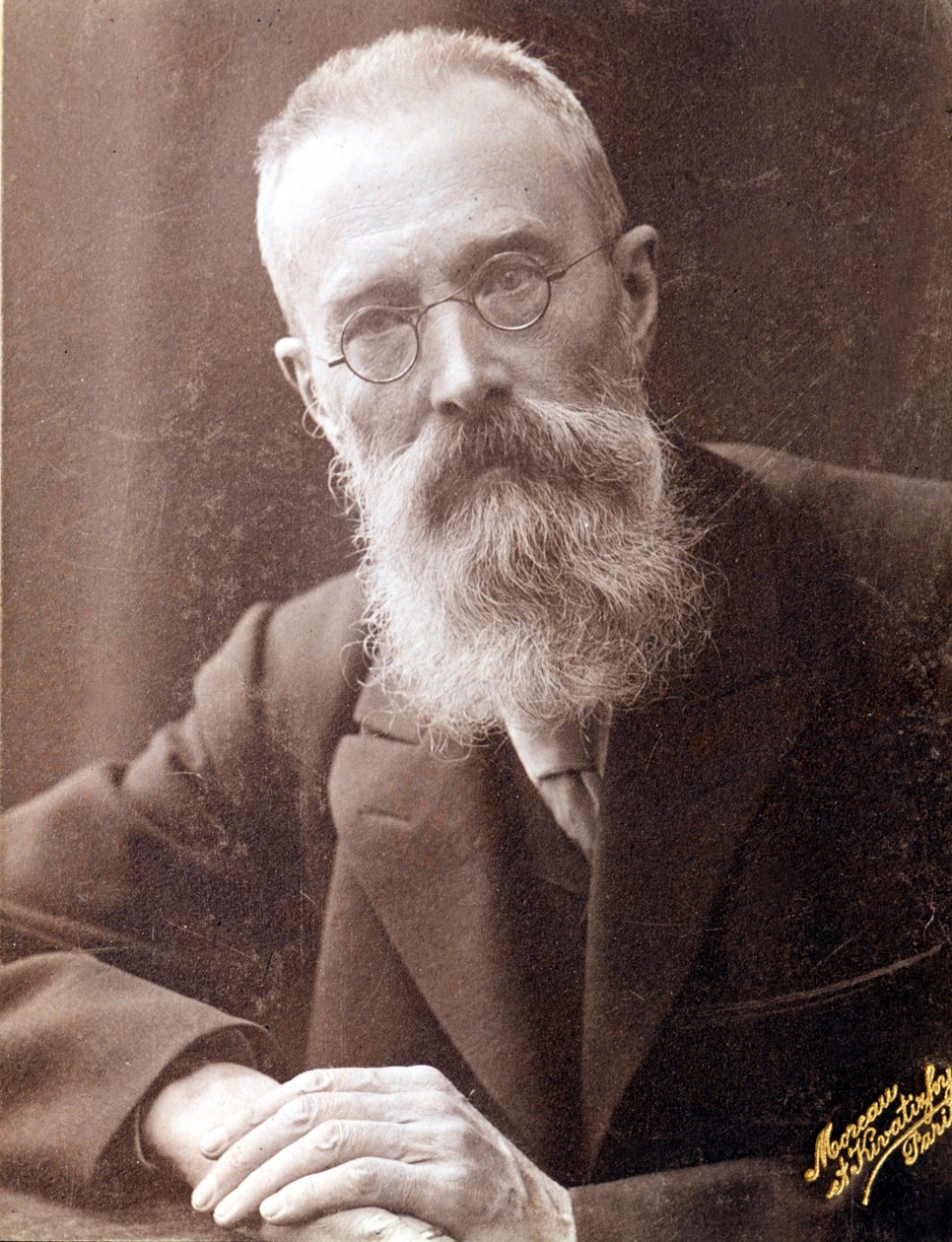 Portret Mikołaja (Nikolai) Rimskiego Kroskowa (Rimsky-Kroskov) (1844-1906)), rosyjskiego kompozytora. Fotografia z XIX wieku. autorstwa Unknown photographer