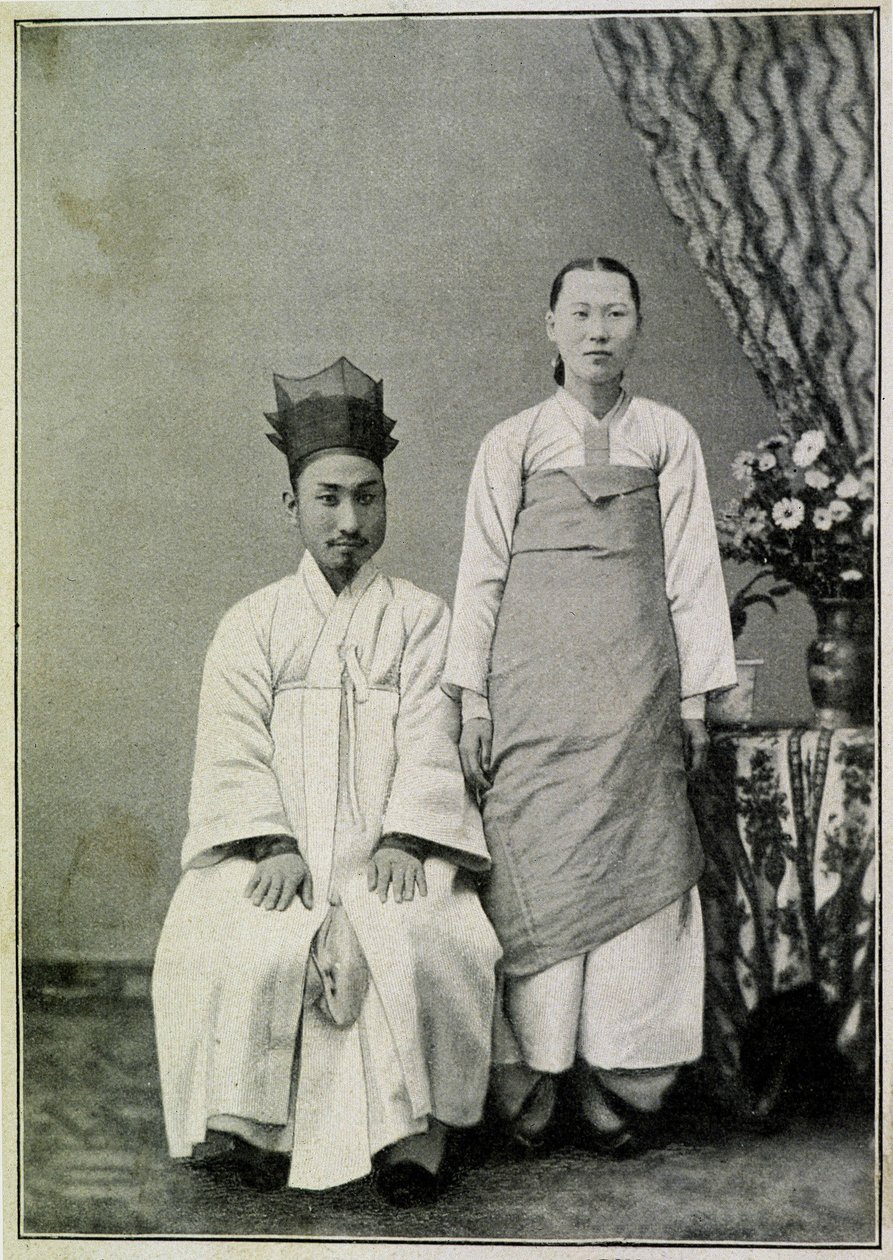 Portret urzędnika Coreen i jego żony pod koniec XIX wieku. autorstwa Unknown photographer