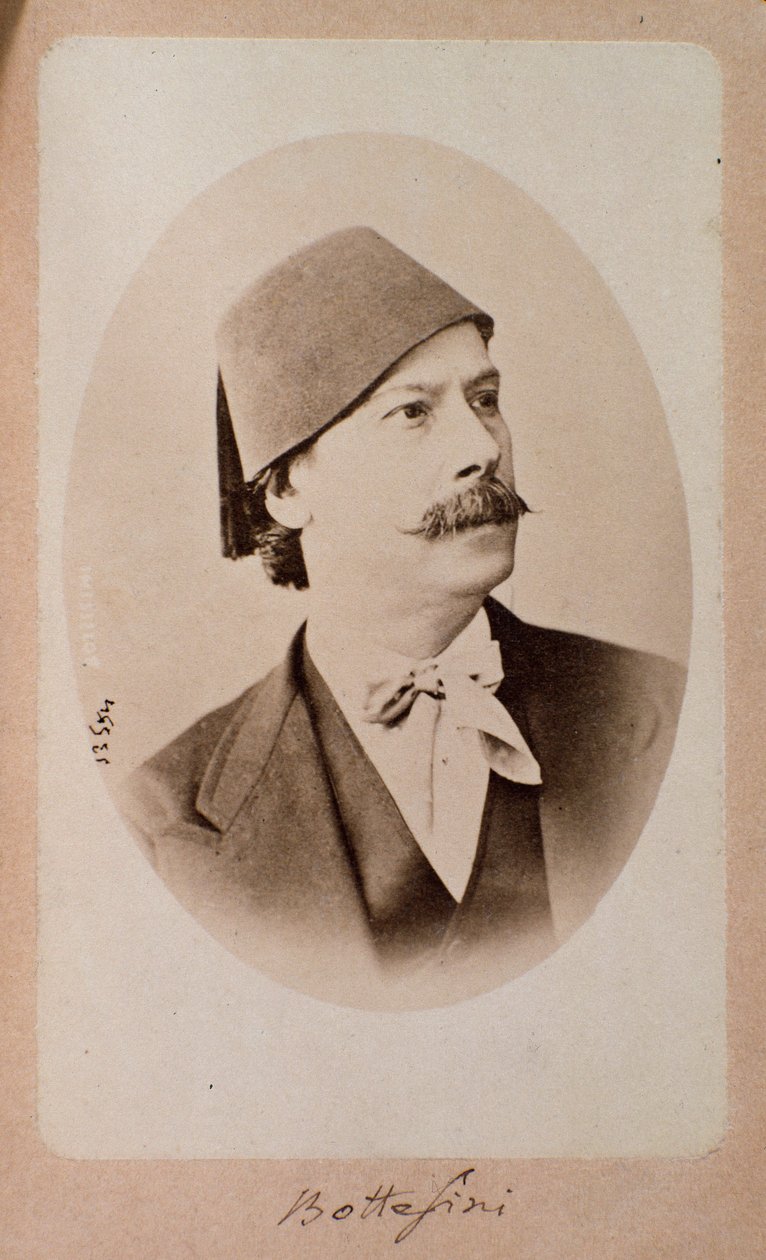 Portret włoskiego dyrygenta, kontrabasisty i kompozytora Giovanniego Bottesiniego (1821-1889) Fot. Bolonia z XIX wieku, miejskie muzyczne muzeum bibliograficzne autorstwa Unknown photographer