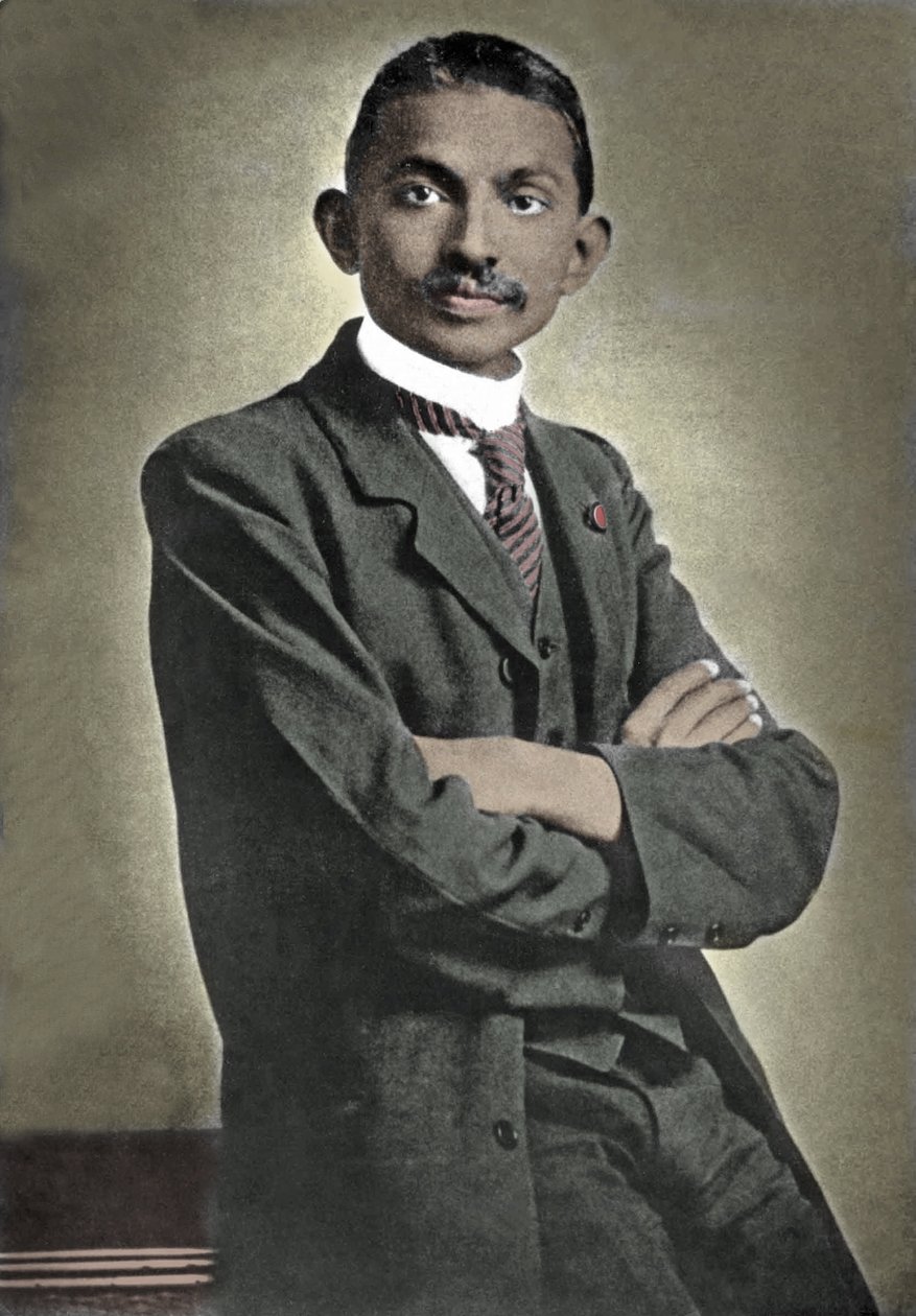 Portret przywódcy politycznego Mohandasa Karamchanda Gandhiego (1869-1948) znanego jako Mahatma, indyjski przywódca polityczny i duchowy autorstwa Unknown photographer
