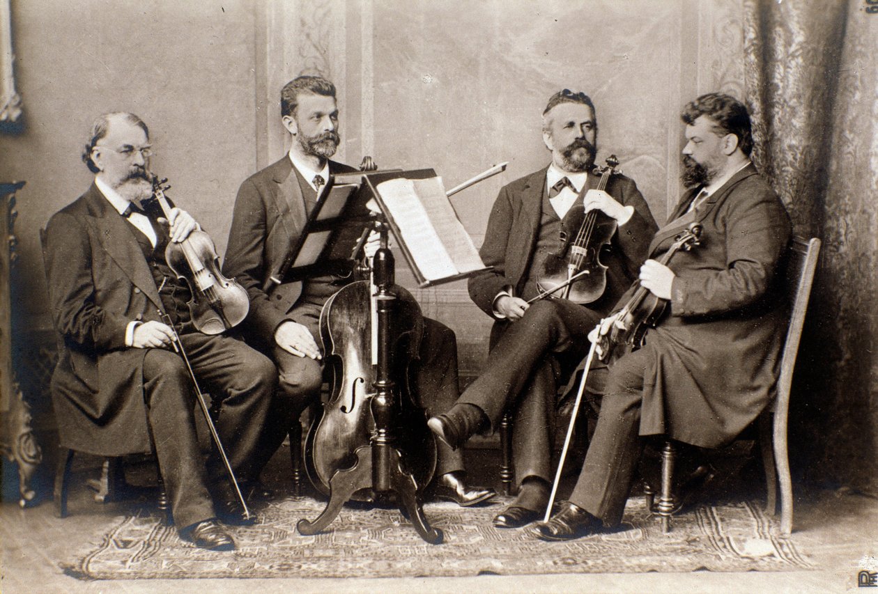 Portret członków kwartetu Joachima, ok. 1900 r. (zdjęcie czarno-białe) autorstwa Unknown photographer