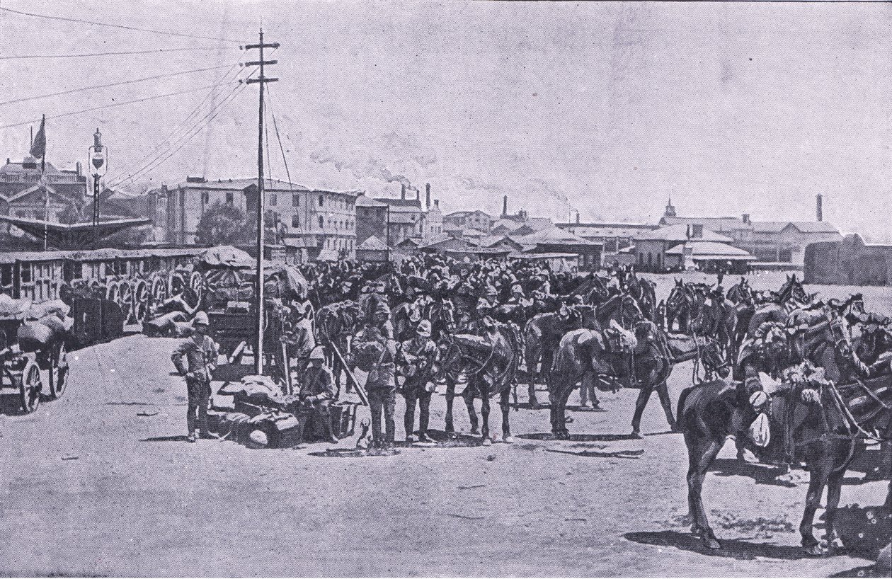 Posiłki wysiadające w Capetown z After Pretoria: The Guerilla War wydanego przez Harmsworth Bros Limited autorstwa Unknown photographer