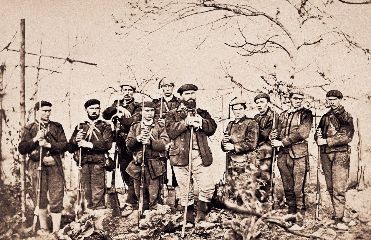 Trzecia wojna karlistów (1872-1876): Lekarstwo w Santa Cruz i jego straż. Fotografia Hiszpania, San Sebastian, Miejskie Muzeum San Telmo. autorstwa Unknown photographer