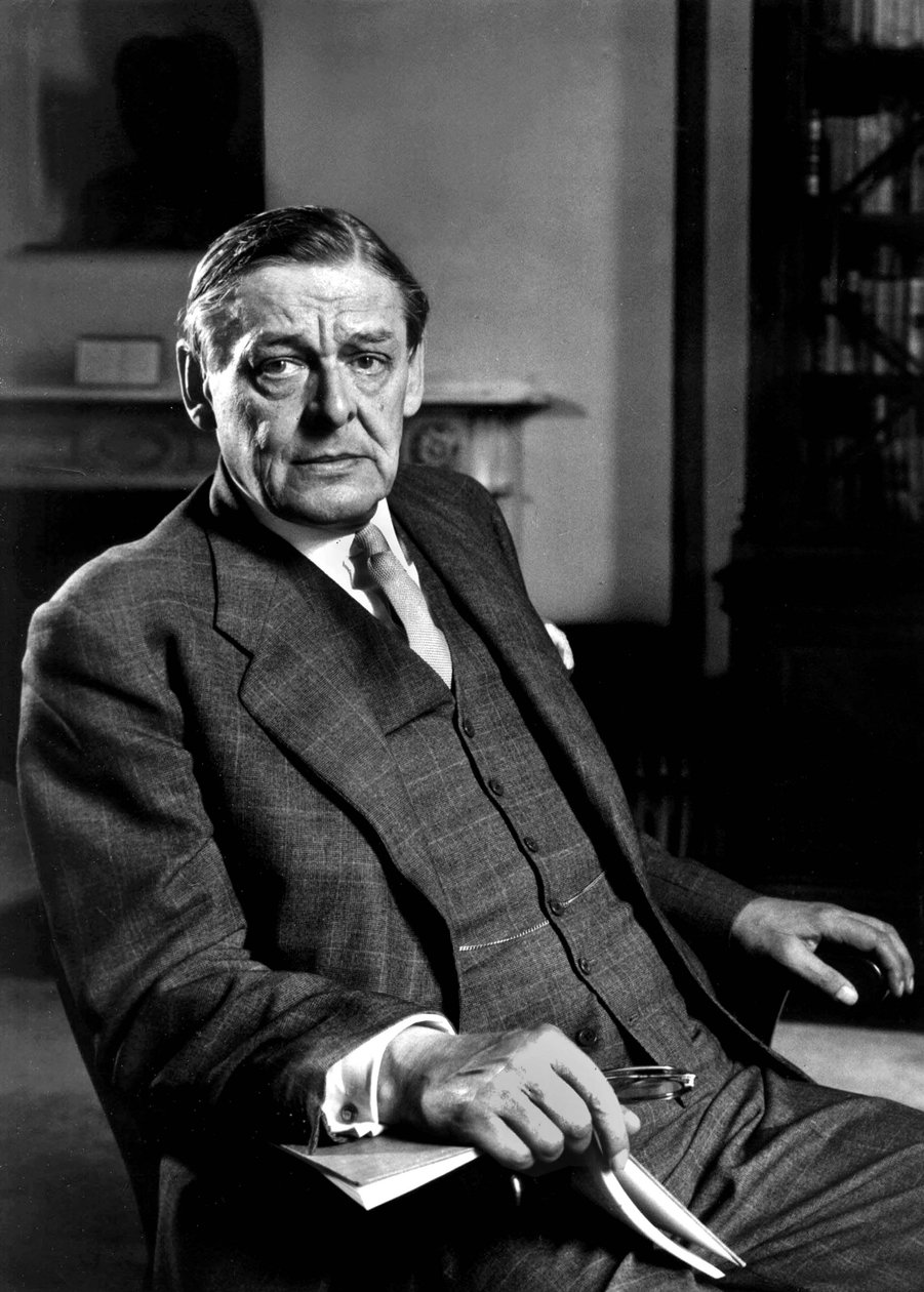 Thomas Stearns Eliot, ok. 1950 r. (zdjęcie czarno-białe) autorstwa Unknown photographer