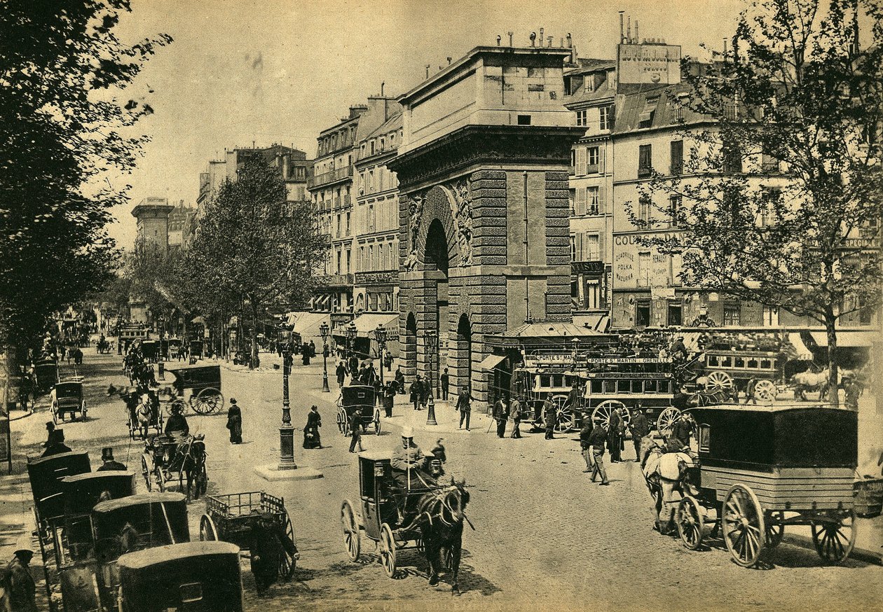 Widok na Porte Saint Denis w Paryżu. Fotografia, koniec XIX wieku, Paryż. Dz. Selva. autorstwa Unknown photographer